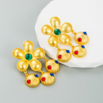 Naiste Retro pikad rippk&otilde;rvar&otilde;ngad titaanist terassulamist ripatsk&otilde;rvar&otilde;ngad akr&uuml;&uuml;lhelmestest lilledega geomeetrilised k&otilde;rvakaunistused OneSize punane