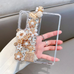 Luksuslik Bling Rhinestone telefoni&uuml;mbris Samsung Galaxy Z Fold 4 3 2 Diy Diamond 3D Pumpkin Pearl Flower S&uuml;damekaanega For Samsung Z Fold 2