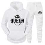 Meeste ja naiste &uuml;likonnad Paarid King Queen kapuutsiga komplekt Paari r&otilde;ivad King Queen p&uuml;kste komplektid 3XL white