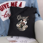 Naiste kottide ostleja suure mahutavusega &ouml;kol&otilde;uendist puuvillasest ostlejast kokkupandav mood must multifilmipildid k&auml;ekott l&otilde;uendist kandekott 24*26cm