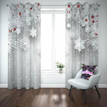 Elutoa j&otilde;ulukardinad Magamistoa kardinad Snowflake Print Pimendava kardina l&auml;biviik Top Home Decor 2 paneel W53.5 X H213cm X 2