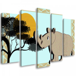 Viieosalise pildiga l&otilde;uenditr&uuml;kk Ninasarvik 100x70 hall v&auml;rv