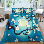 Pere voodipesu &Uuml;he kaheinimesevoodi t&auml;issuuruses voodipesu ploomilillemustriline padjap&uuml;&uuml;r ja tekikate Lilleprintimine Noble pestav kodukaunistus UK Single 135x200cm