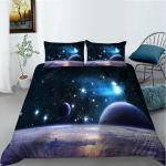 3D Space Planet Printing Voodipesu udusulgede tekikate Magamistoa tekikate Padjap&uuml;&uuml;r Voodilina/kaheinimesevoodi t&auml;issuuruses voodipesu Kodukaunistus Cama 180--260x220cm
