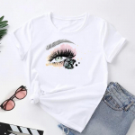 (Aasia suurus) Naiste T-s&auml;rk T-s&auml;rk Silmade ripsmete kiri Magus, armas trend 90ndate tippmoodne naister&otilde;ivad L&uuml;hikeste varrukatega graafilised T-s&auml;rgid S