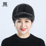 Karusnaha m&uuml;ts emane s&uuml;gis ja talv soe naarits karusnahast naarits Nahast talvem&uuml;ts keskealine ja vanem ema vana daam pardi keelek&uuml;bar Adjustable（54-60CM） tumehall v&auml;rv