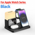 Kokkupandav 6-&uuml;hes juhtmevaba laadija alus &auml;ratuskella lamp kiire laadimise dokkimisjaam iPhone 14 13 12 X Pro Max Airpods Pro iWatch jaoks must