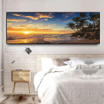 P&auml;ikeseloojangu merevaade puud suured 5d iseteemantmaal t&auml;is &Uuml;mmarguse puuri teemanttikandid pilt mosaiikkomplekti dekoor AA2720 20x60CM