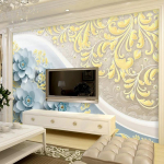 Euroopa reljeefne lillemaaling Kohandatud 3D seina fresko tapeet Elutoa diivan Magamistoa taustsein Kodukaunistus 200 cm(W) x 140 cm(H)