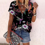 Naiste suvine uus mood roosilillega tikitud lindude tr&uuml;kitud vabaaja t&otilde;mblukuga V-kaelus l&uuml;hikeste varrukatega topp XS kollane