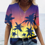 Mood Naiste T-s&auml;rgid Suveriided Ookeani Loomade Graafika V-kaelusega l&uuml;hikeste varrukatega Topid 6xl T&uuml;drukute S&auml;rgid T-s&auml;rgid Naiste r&otilde;ivad 5XL