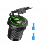 Kahekordne USB-autolaadija Qc 3.0 USB-kiirlaadija pistikupesa vooluv&otilde;rku 12v-24v auto moto sigaretis&uuml;&uuml;taja pistikupesad toitepistiku pistikupesa roheline