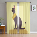 Vana-Egiptuse kass loom kassipoeg t&uuml;ll l&auml;bipaistev aknakardinad elutuppa magamistuppa Moodsad Voile organza kardinad kardinad W135 x H115cm x1