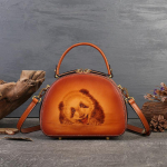 Panda mustriga ehtsast nahast naiste k&auml;ekotid Vintage disainiga &otilde;lakotid br&auml;ndi mood Crossbody k&auml;ekott 21*17*10.5 pruun
