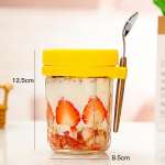 350ml Kaasaskantav &uuml;le&ouml;&ouml; kaerahelbetops kaanega hommikus&ouml;&ouml;gihelbeklaas Mason cup salatipurk Jogurtitops 350ML sinine