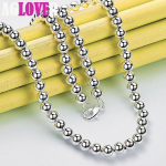 925 Sterling h&otilde;be 6mm siledad helmed palliketi kaelakee ehted 45cm