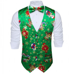 Barry.Wang Meeste Vest Vest Kikilips Hanr&auml;tik Mansetin&ouml;&ouml;bid Jacquard kootud siidist pulma tutvumispeo komplekt S