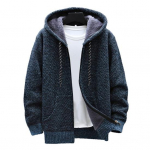 Meeste talvine paksendatud pl&uuml;&uuml;sis vooder kampsun mantel Kapuutsiga pingutusn&ouml;&ouml;r pikkade varrukatega taskud T&otilde;mblukuga plekk Kardigan Kootud jakk 3XL helehall v&auml;rv