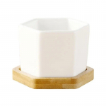 Loominguline kuuepoolne keraamiline pott Kunstlik mahlakas lillepoti komplekt bambusest toega kontorikaunistuseks