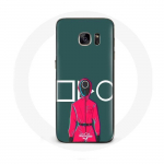 &Uuml;mbris Samsung Galaxy S7 Edge Squid Game Red Soldieri jaoks maskiringi rohelise taustaga