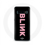 Coque pour Samsung Galaxy S10 Blink Fandom Blackpink Logo Rose Fond Noir