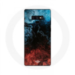 &Uuml;mbris Samsung Galaxy Note 9 abstraktse tekstuuriga taustaga punane must sinine