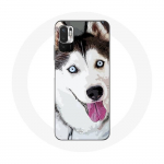 &Uuml;mbris Xiaomi Redmi Note 10 5G White Siberian Husky Blue Eyes jaoks