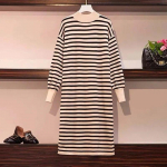 Kilpkaelusega kootud kleit, triibuline naiste kampsun, pikkade varrukatega avara l&otilde;hestatud p&otilde;hjaga kleit Harajuku s&uuml;gis-talv S must