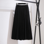 Naiste seelik 2XL~6XL 60~175kg Suures suuruses naiste &uuml;likonna seelik Keskmise pikkusega A-line seelik plisseeritud seelik 2XL must
