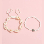 2-4 tk/komplekt Bohemia Natural Shell jalav&otilde;rud naistele Mood Summer Beach Barefoot Foot Chian k&auml;ev&otilde;ru jalas pahkluu tarvikud E beige