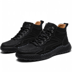 K&auml;sitsi valmistatud ehtsast nahast saapad Meeste jalan&otilde;ud Mugavad poolsaapad meestele vabaajajalatsid V&auml;list&ouml;&ouml;jalatsid 38 must