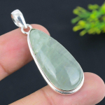 Natural Prehnite Gemstone Handmade 925 Sterling Silver Pendant 2.13 j5w10