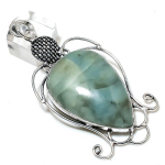 Natural Aquamarine Gemstone Handmade 925 Sterling Silver Pendant 3.27 y3y37
