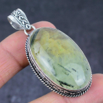 Natural Prehnite Gemstone Handmade 925 Sterling Silver Pendant 2.29 a6b65