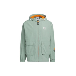 Adidas Originals Trefoil Logo &Uuml;hev&auml;rviline Pikkade Varrukatega Kapuutsiga Jakk Meeste &Uuml;ler&otilde;ivad H&otilde;behall Roheline IK8594 S