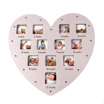 Beebi esimese aasta raam valgusega, igakuised verstapostifotod, 12-kuune pildiraam, m&auml;lestus valge