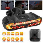 Jalgratta LED-tagatule piduritulede alarmi juhtmevaba kaugjuhtimispult suunatulega USB laetav &ouml;&ouml;s&otilde;idu tuli must