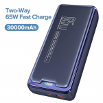 QOOVI Powerbank 30000mAh v&auml;lise aku mahutavus PD 65W kiirlaadimine kaasaskantav laadija Powerbank s&uuml;learvutile Macbook iPhone Samsung Xiaomi 30000mAh sinine