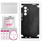 apgo Protective Skin Sticker for the back+sides compatible with Samsung Galaxy A54, Full Wrap Film, Foil, Vinyl - Pattern Black Leather
