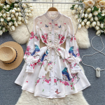 Prantsuse &scaron;ikk Retro Vestidos naiste pikkade varrukatega, tr&uuml;kitud A-joonega Bodycon kleit Kevadine pitsitud plisseeritud kleidid, n&ouml;&ouml;bid Dropshipping S must