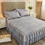 Lillelise mustriga voodiseelikukomplekt Madratsi libisemisvastane kaitsekate majapidamise voodipesu jaoks Kahekihiline seelik Tolmukindel voodikate 120x200cm bed skirt