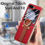Samsung Z Flip 5 Nahast Mobiiltelefoni Kott &Uuml;mbris Samsung Galaxy Z Flip 5 Flip5 jaoks Kukkumiskaitse Karastatud Klaasikile Capa for Samsung Z Flip 5