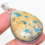 Natural K2 Blue Azurite Gemstone 925 Sterling Silver Gift Pendant 2.01 f5k18