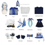 M&auml;ng Genshin Impact Focalors Cosplay M&uuml;ts Parukas Juuksed T&auml;ielik komplekt karnevali naiste kleit vormiriietus, kost&uuml;&uuml;m, riietus Rollim&auml;ng Masquerade Water God xs