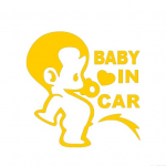 Cartoon Pee Baby In Car Letter Decal Peegeldav s&otilde;iduki veoauto aknakleebis valge