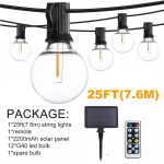 50/25 jalga dimmbale p&auml;ikesevalgustid v&auml;litingimustes kaugjuhtimispuldiga veekindel E12 pirn Festoon G40 LED string haldjavalgustid pulmaaia kaunistamiseks 25ft(7.6m)