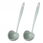 2 in 1 Soup Spoon Long Handle Creative Porridge Filter Dinnerware Cooking Tools beež