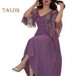 Naiste &otilde;htukleit A-kujuline lilletikandiga r&auml;tik &uuml;hev&auml;rviline suur &auml;&auml;r, varrukateta elegantne stiil ballileit, ballileit L lilla