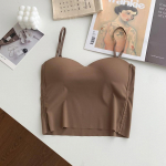 Ice Silk naiste spaghetti camis koos rinnahoidja padjaga Mood seljata p&uuml;ksid Armsad k&auml;rbitud topid One Size valge