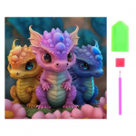 1 komplekt 5D teemantmaalimise komplekt Armsad koomiksiloomad, muster erksad v&auml;rvid, suurendavad loovust, v&auml;hendavad stressi, mosaiik- ja k&auml;sit&ouml;&ouml;komplekt C